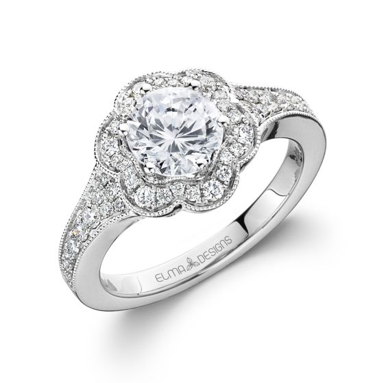 Flower Halo Engagement Ring