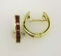 18K Yellow Gold Ruby Huggie Earrings