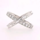 Baguette and Round Diamond X Fashion Ring