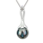 Galatea Carved Turquoise Filled Tahitian Pearl Drop Pendant