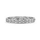 18K White Gold Hinged Cuff Round Diamond Bracelet