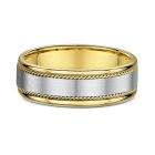 Men's two tone wedding band with twisted accent