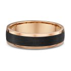 Men's rose gold wedding band with carbon fiber