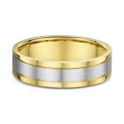 Men's grooved two tone wedding band