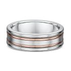 Men's contemporary rose gold accented wedding band
