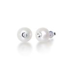 "Diamond in a Pearl" Fresh Water Pearl Stud Earrings