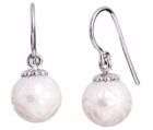 "Blossom" Carved White Fresh Water Pearl Earrings