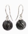 Carved "Tulip" Black South Sea Pearl Earrings