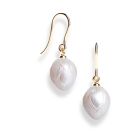"Lotus" Carved Fresh Water Pearl Drop Earrings