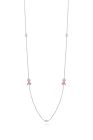 14K White Gold 18" Ribbon Charm Station Necklace