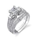 Princess cut three stone engagement ring
