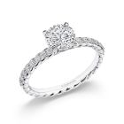18K White Gold Round Diamond Twist Engagement Ring