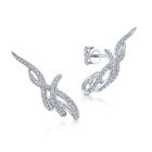 14K White Gold Round Diamond Climbing Fashion Earrings