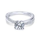 14K White Gold Round Twisted Diamond Engagement Ring