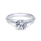 14K White Gold Sculpted Channel Set Round Diamond Engagement Ring