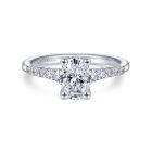 14K White Gold Shared Prong Graduated Round Diamond Oval Engagement Ring