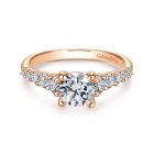 14K Rose Gold Shared Prong Graduated Round Diamond Engagement Ring