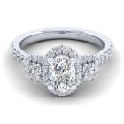 14K White Gold Oval Diamond Halo Engagement Ring