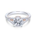 14K White/Rose Gold Gold Round Diamond Split Shank Filigree Engagement Ring