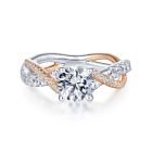 14K White/Rose Gold Twisted Round Diamond Engagement Ring