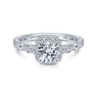 14K White Gold Round Halo Diamond Art Deco Engagement Ring