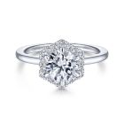 14K White Gold Round Halo Diamond Engagement Ring