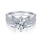 14K White Gold Round Diamond Contemporary Engagement Ring