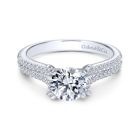 14K White Gold Round Split Shank Diamond Engagement Ring