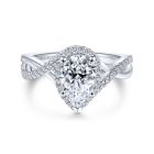 14K White Gold Pear Shape Halo Diamond Engagement Ring