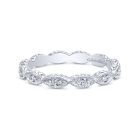 14K White Gold Scalloped Round Diamond Ring