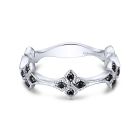 14K White Gold Round Black Diamond Ring