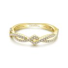 14K Yellow Gold Twisted Round Diamond Ring