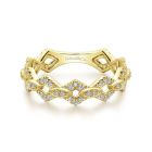 14K Yellow Gold Diamond Link and Bar Ring