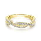 14K Yellow Gold Round Diamond Woven Fashion Ring