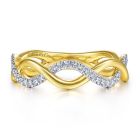 14K Yellow/White Gold Twisted Round Diamond Ring