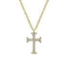 14K Yellow Gold Round Diamond Cross Pendant