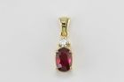 18K Yellow Gold Ruby and Diamond Pendant