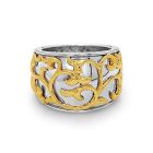 Sterling silver and 18 karat yellow gold Ivy Lace wide band