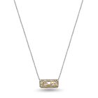 Sterling Silver and 18 karat yellow gold Ivy Lace bar necklace.