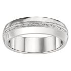 18 karat white gold men's accented wedding band