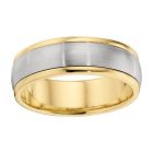 18 Karat Two Tone Men's Wedding Band With Brushed Center