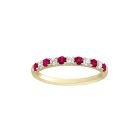 18K Yellow Gold French Set Alternating Round Ruby and Diamond Band