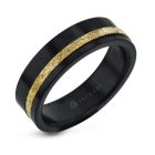 Black Zirconium/14K Yellow Gold 7mm wide Inlayed Wedding Band