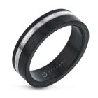Black Zirconium/14K White Gold 7mm wide Inlayed Wedding Band