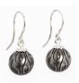 Carved "Calla Lilly" Black South Sea Pearl Drop Earrings