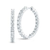 28mm Inside/Outside Round Diamond Hoop Earrings