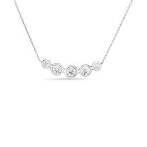 18" Long 5-Stone Round Diamond Bezel Necklace