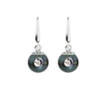 Black Freshwater "Diamond in a Pearl" Earrings