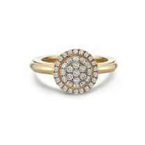 18K Yellow Gold Round Pave Diamond Fashion Ring