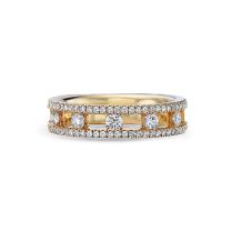 18K Yellow Gold Round Diamond Single Row Fashion Ring